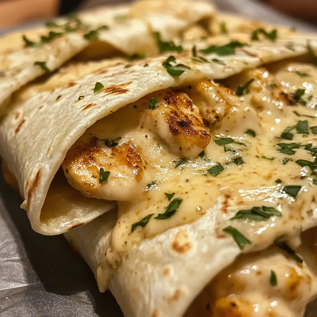 Cheesy Garlic Chicken Wraps
