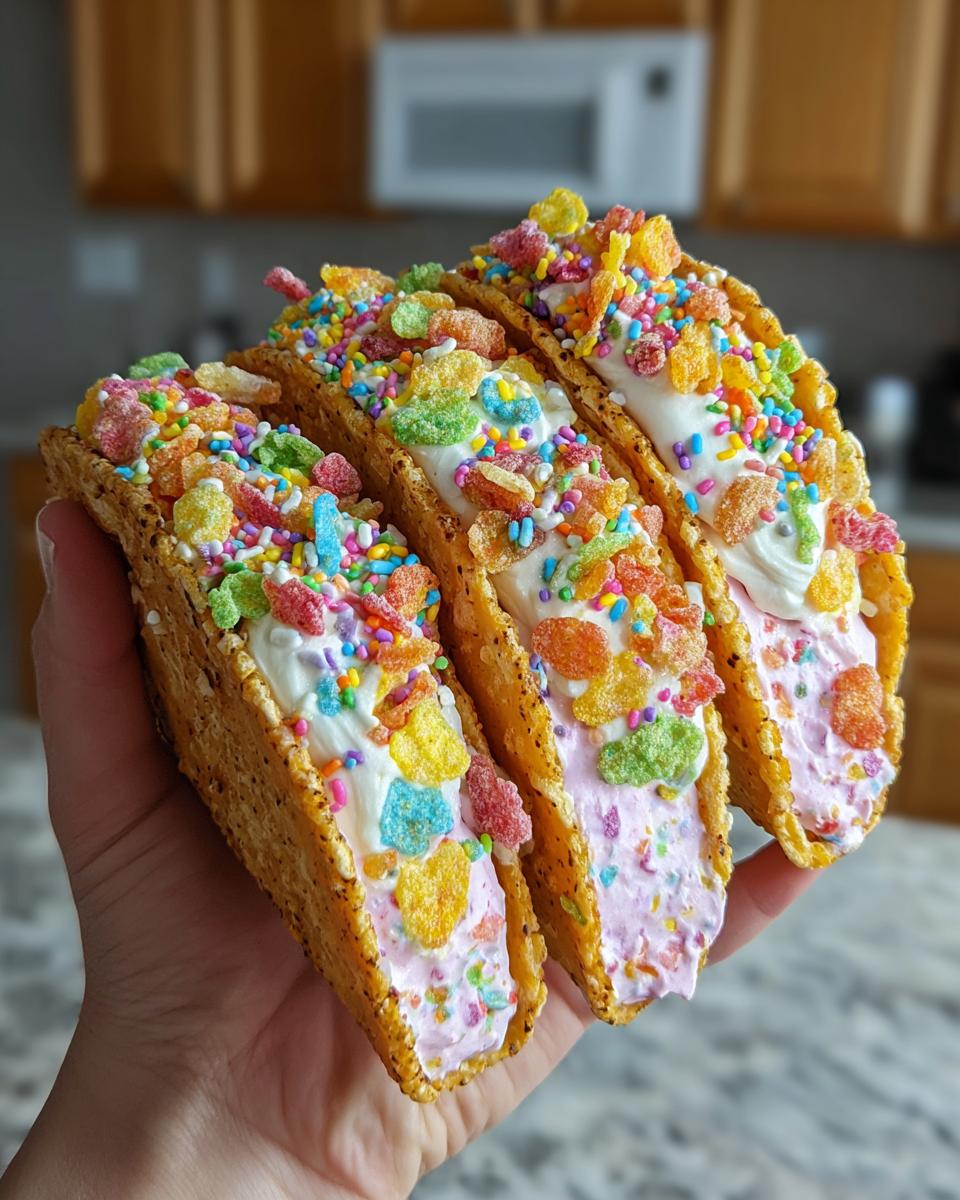 fruity pebbles cheesecake tacos - detail 2