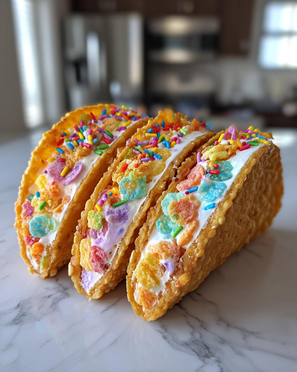 fruity pebbles cheesecake tacos - detail 3