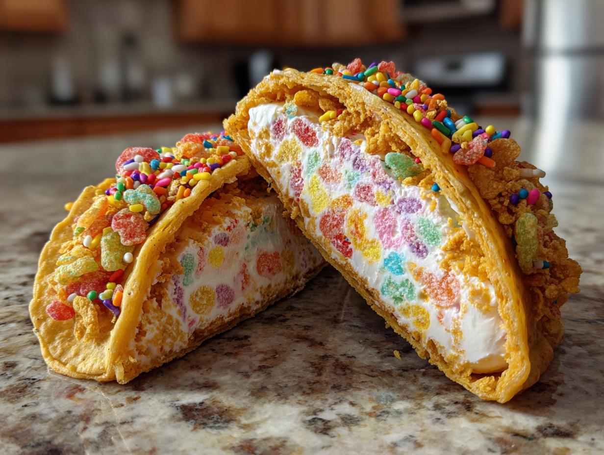 fruity pebbles cheesecake tacos - detail 5