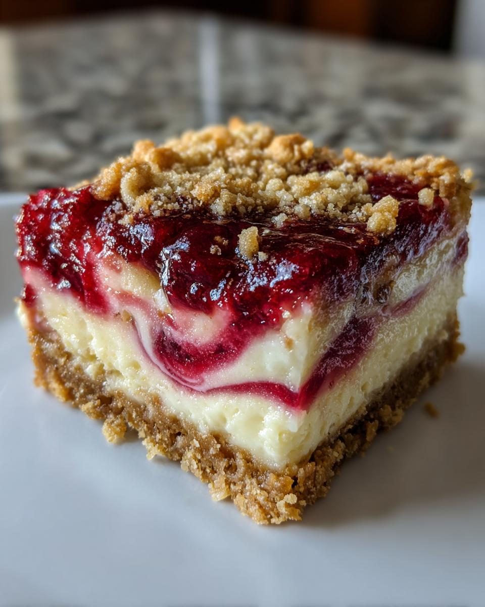 Cranberry Cheesecake Bars with Oat Crust - detail 2