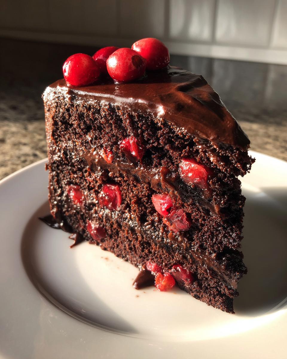 Dark Chocolate Cranberry Truffle Cake - detail 1