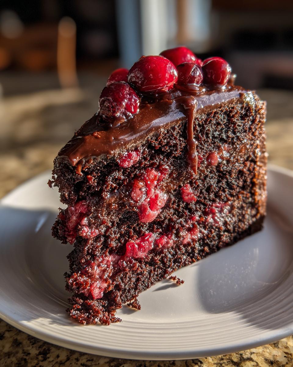 Dark Chocolate Cranberry Truffle Cake - detail 2