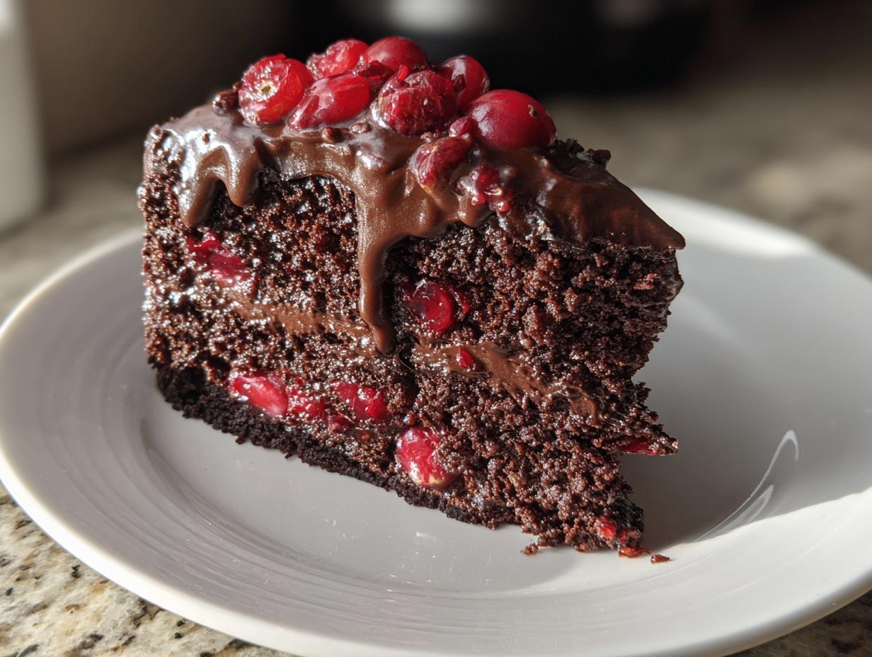 Dark Chocolate Cranberry Truffle Cake - detail 3