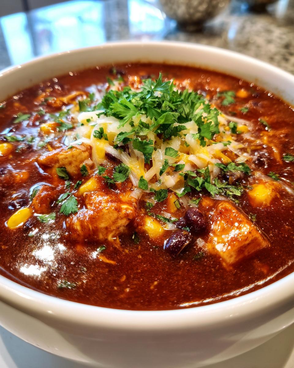35-Minute Savory Chicken Enchilada Soup…
