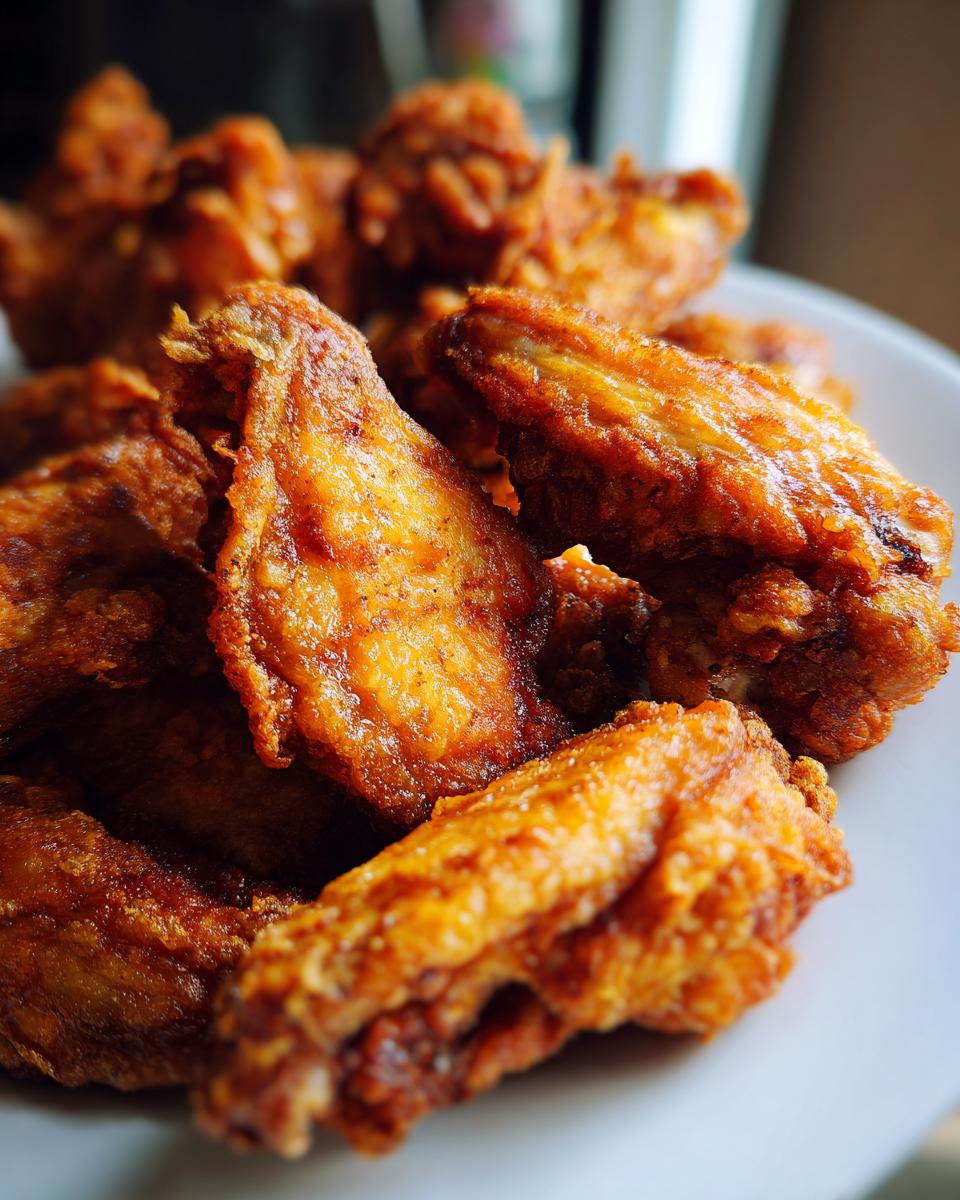 A close-up of a pile of golden-brown, crispy air fryer chicken wings, perfect for a party.